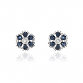 White Gold Sapphire & Diamond Earrings